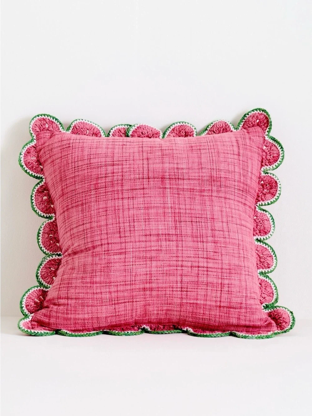 Anthropologie Dominica Indoor/Outdoor Woven Fruit Trim Pillow NWT